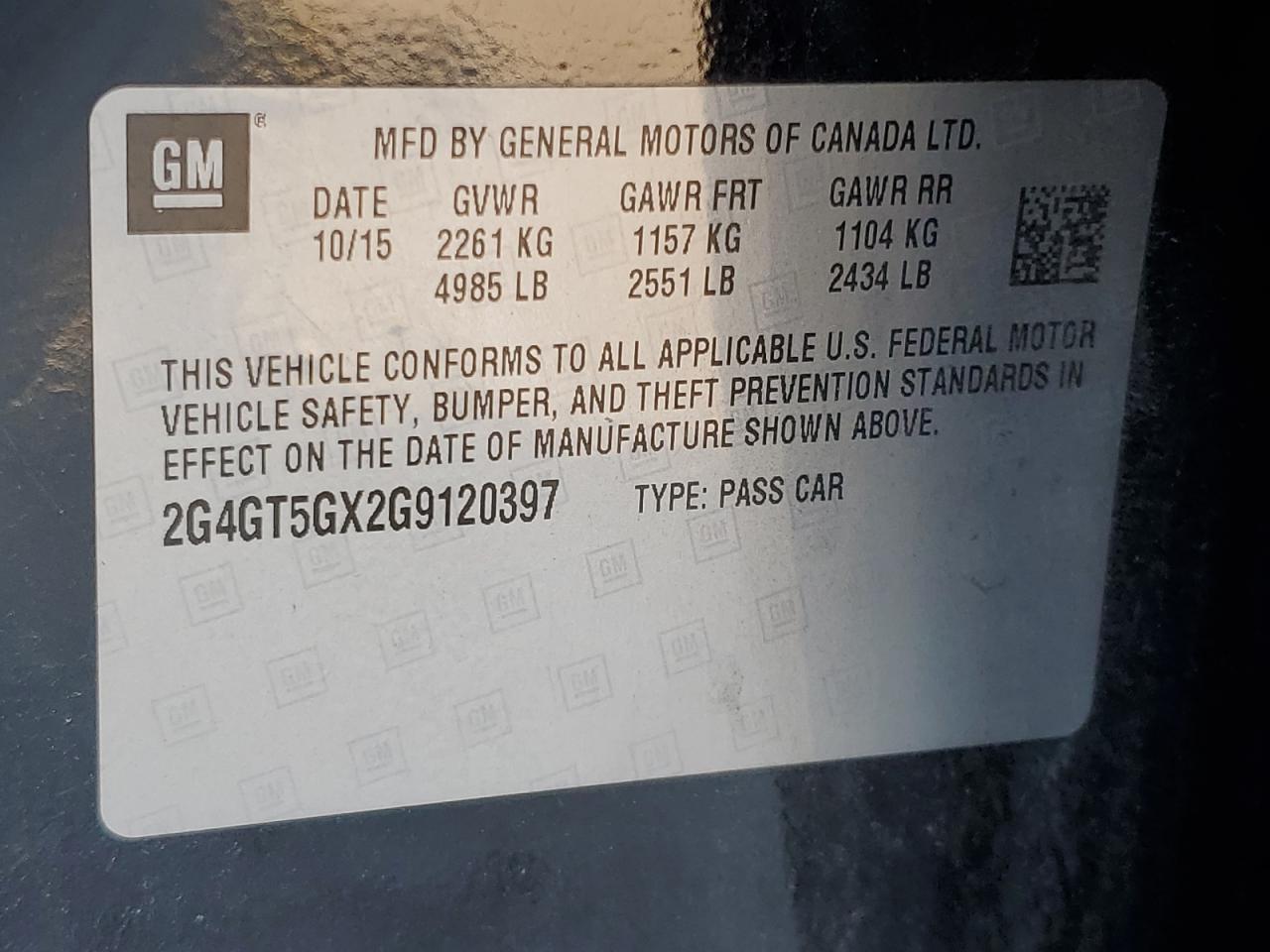 2016 Buick Regal Premium VIN: 2G4GT5GX2G9120397 Lot: 72057835