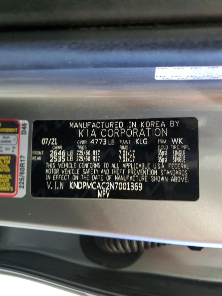 2022 Kia Sportage Lx VIN: KNDPMCAC2N7001369 Lot: 81328195