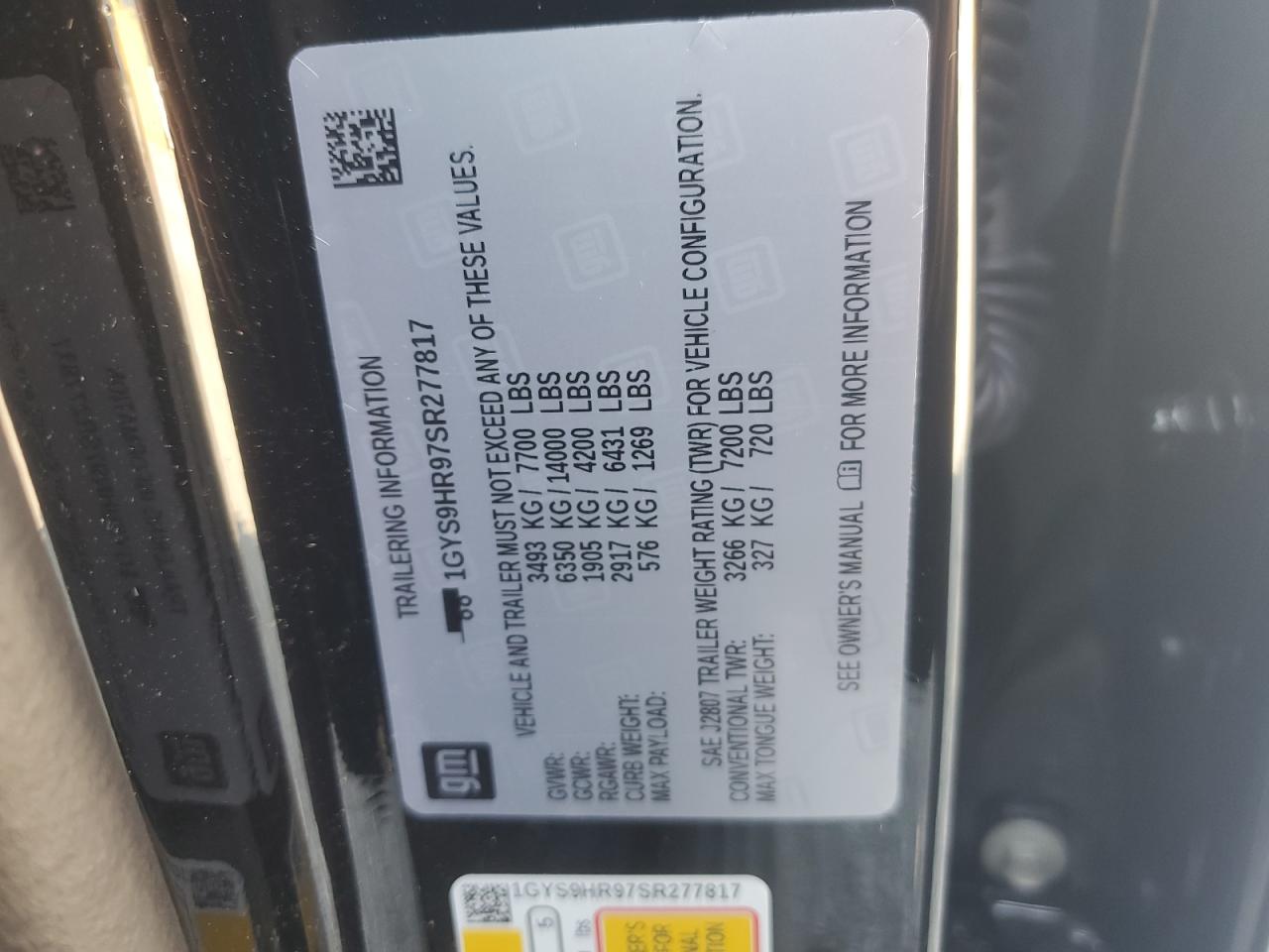 2025 Cadillac Escalade V VIN: 1GYS9HR97SR277817 Lot: 80003675