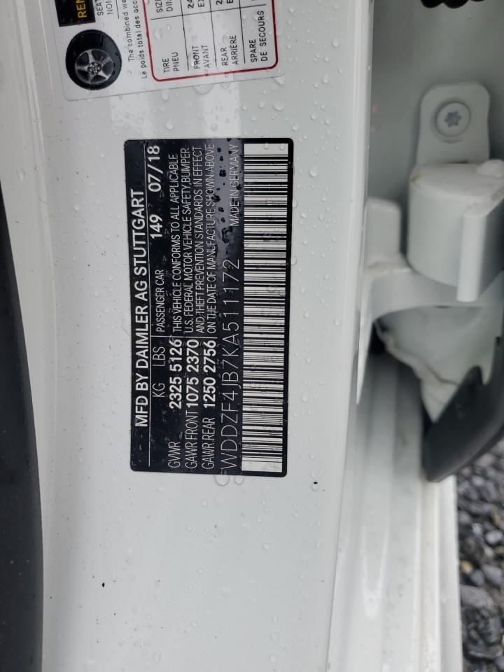 2019 Mercedes-Benz E 300 VIN: WDDZF4JB7KA511172 Lot: 84164705