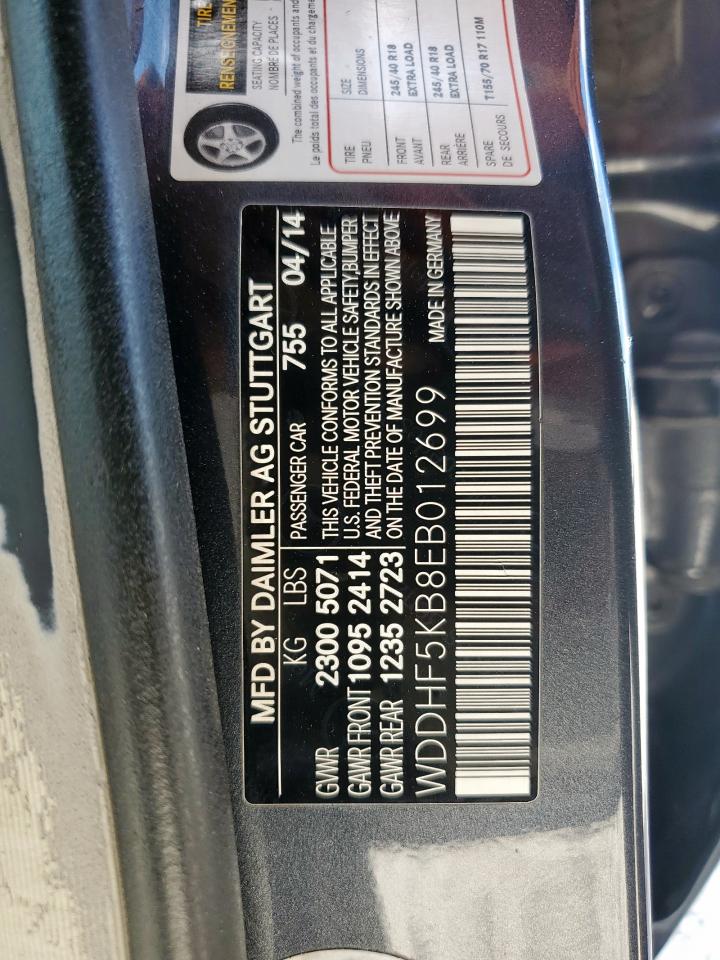 2014 Mercedes-Benz E 350 VIN: WDDHF5KB8EB012699 Lot: 81236265