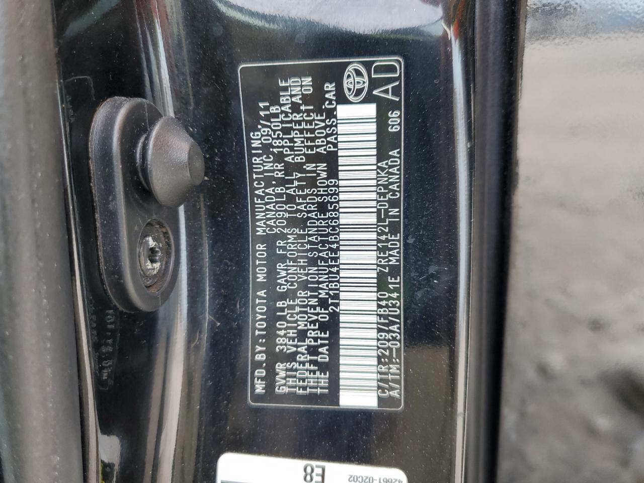 2011 Toyota Corolla Base VIN: 2T1BU4EE4BC685699 Lot: 81880995