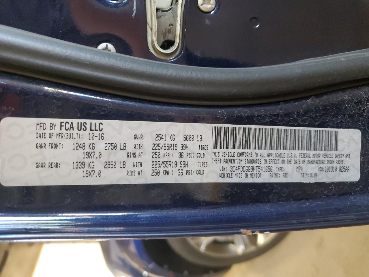 2017 Dodge Journey Crossroad VIN: 3C4PDDGG9HT541656 Lot: 84377465