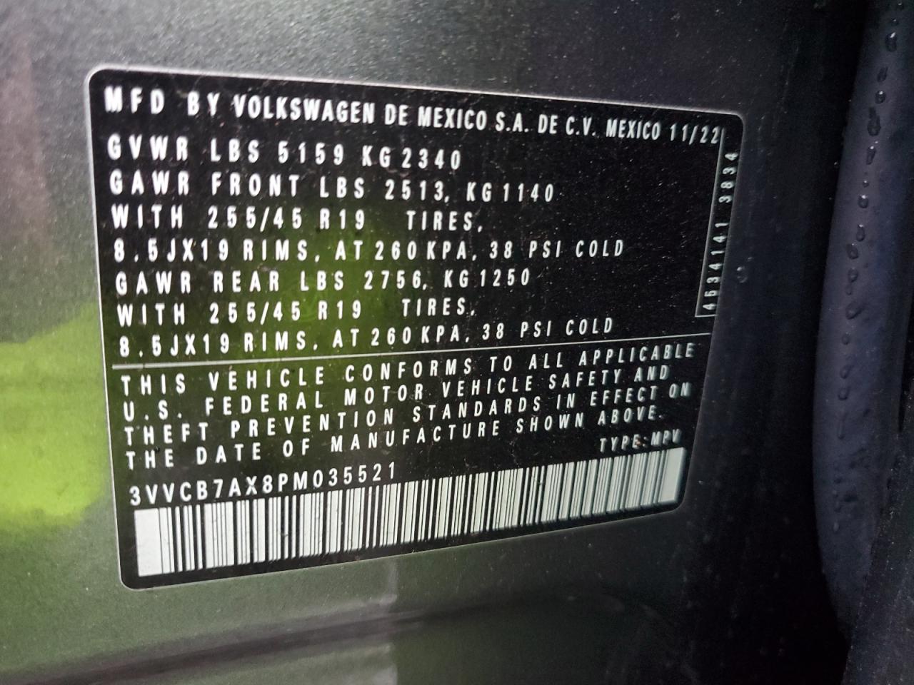 2023 Volkswagen Tiguan Se R-Line Black VIN: 3VVCB7AX8PM035521 Lot: 80529405