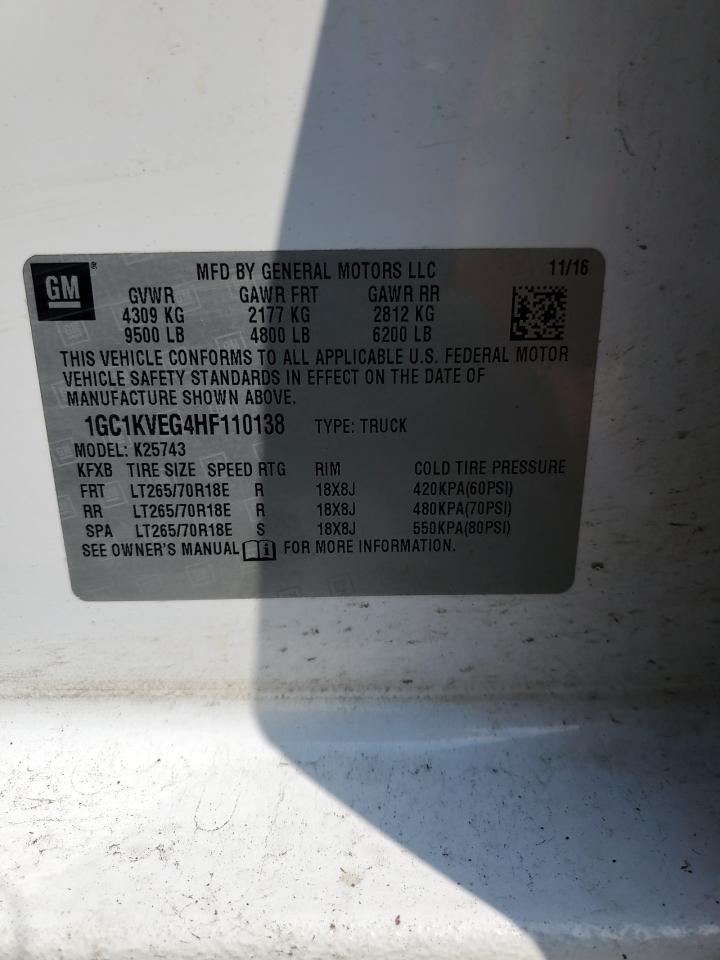 2017 Chevrolet Silverado K2500 Heavy Duty Lt VIN: 1GC1KVEG4HF110138 Lot: 71851005