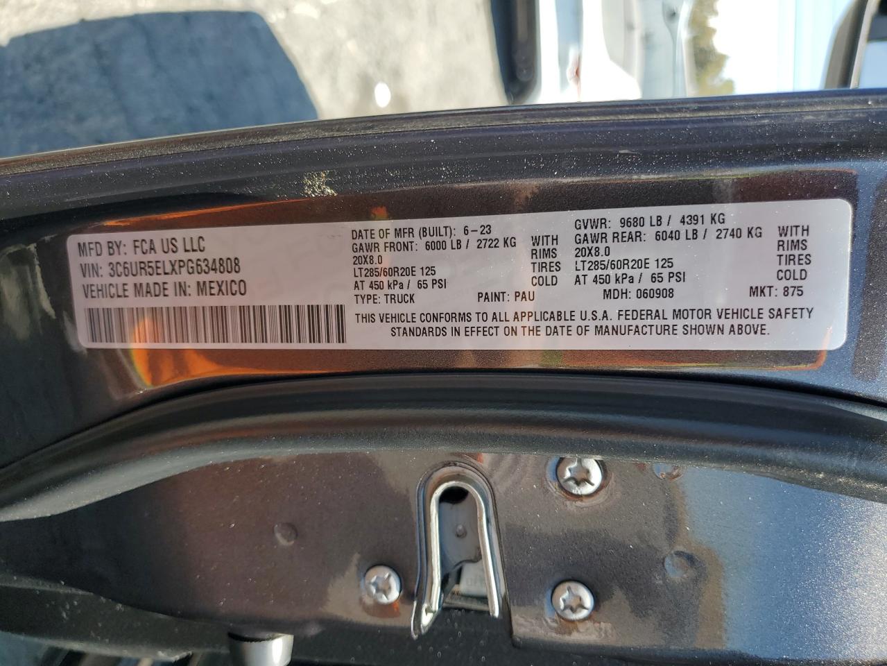 2023 Ram 2500 Powerwagon VIN: 3C6UR5ELXPG634808 Lot: 71288015