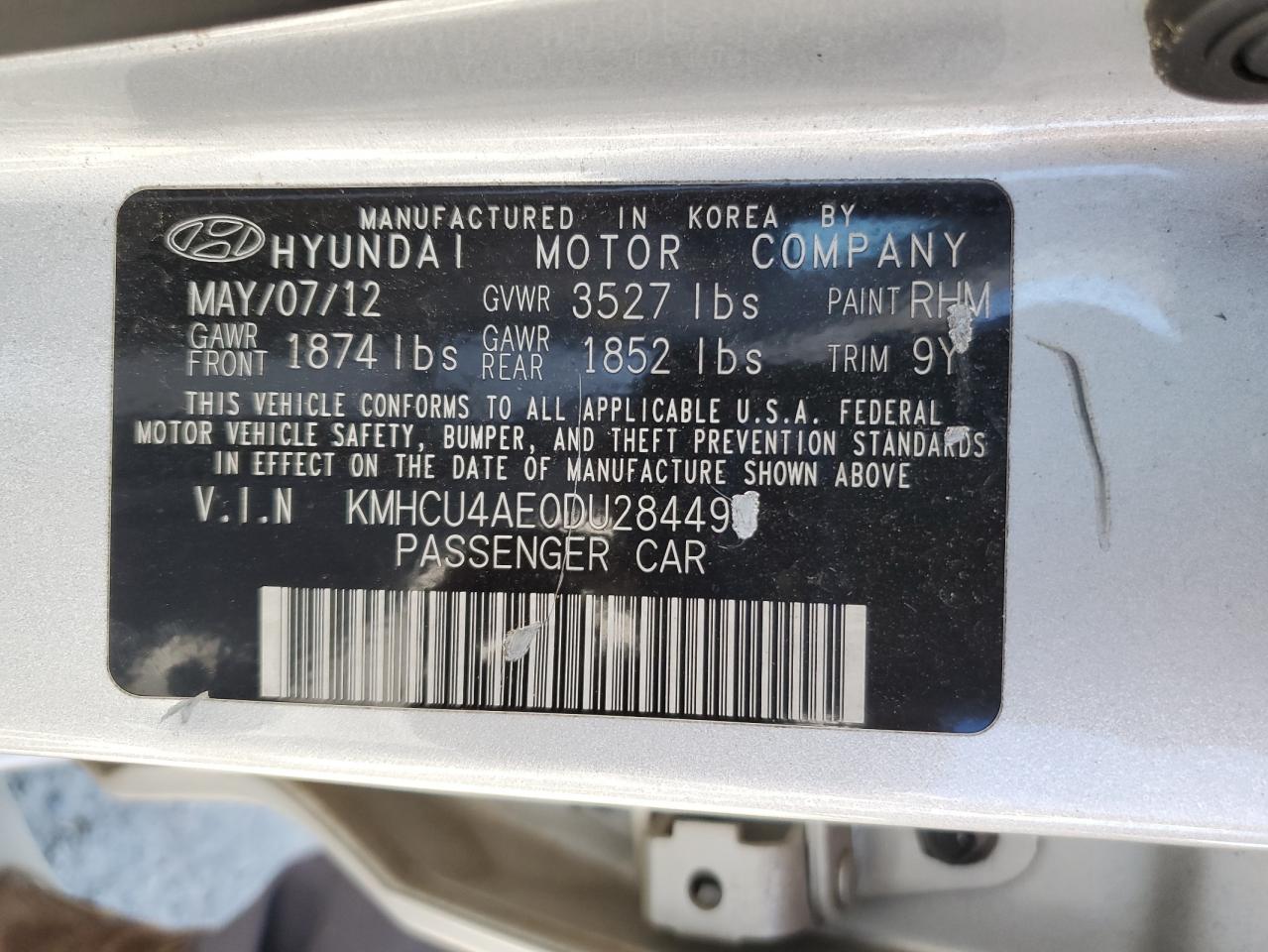 2013 Hyundai Accent Gls VIN: KMHCU4AE0DU284498 Lot: 81728595