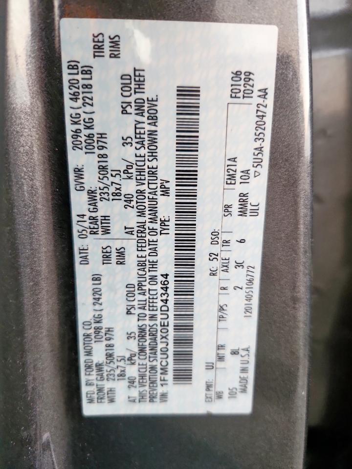 2014 Ford Escape Titanium VIN: 1FMCU0JX0EUD43464 Lot: 83790315