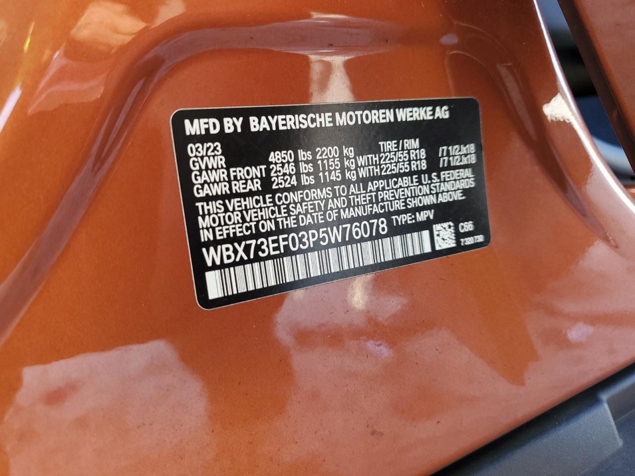 2023 BMW X1 xDrive28I VIN: WBX73EF03P5W76078 Lot: 80988705