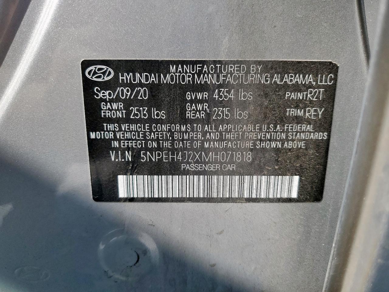 2021 Hyundai Sonata Limited VIN: 5NPEH4J2XMH071818 Lot: 71538925