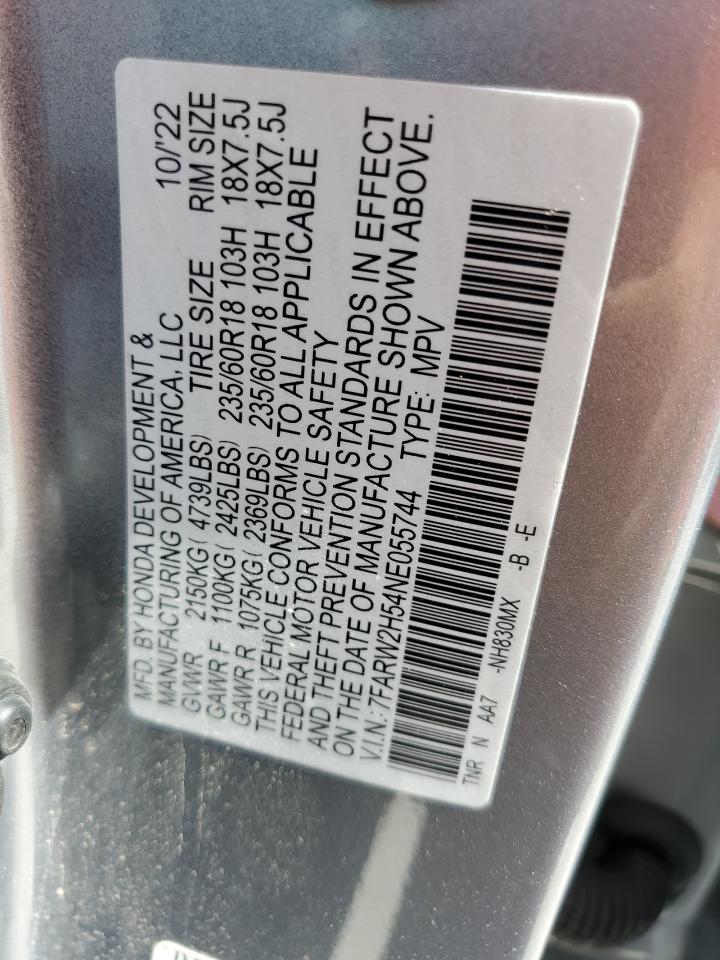 2022 Honda Cr-V Ex VIN: 7FARW2H54NE055744 Lot: 84011785