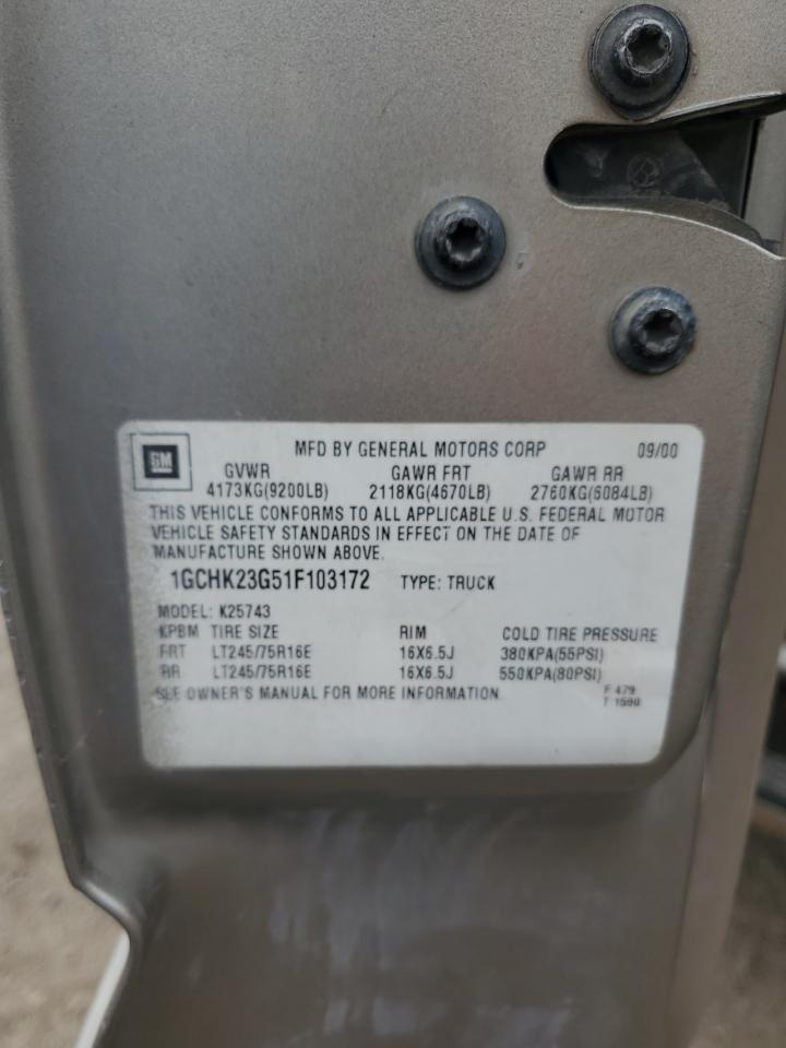 2001 Chevrolet Silverado K2500 Heavy Duty VIN: 1GCHK23G51F103172 Lot: 81245085