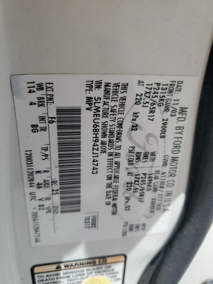 2004 Lincoln Aviator VIN: 5LMEU68H94ZJ14743 Lot: 71254725