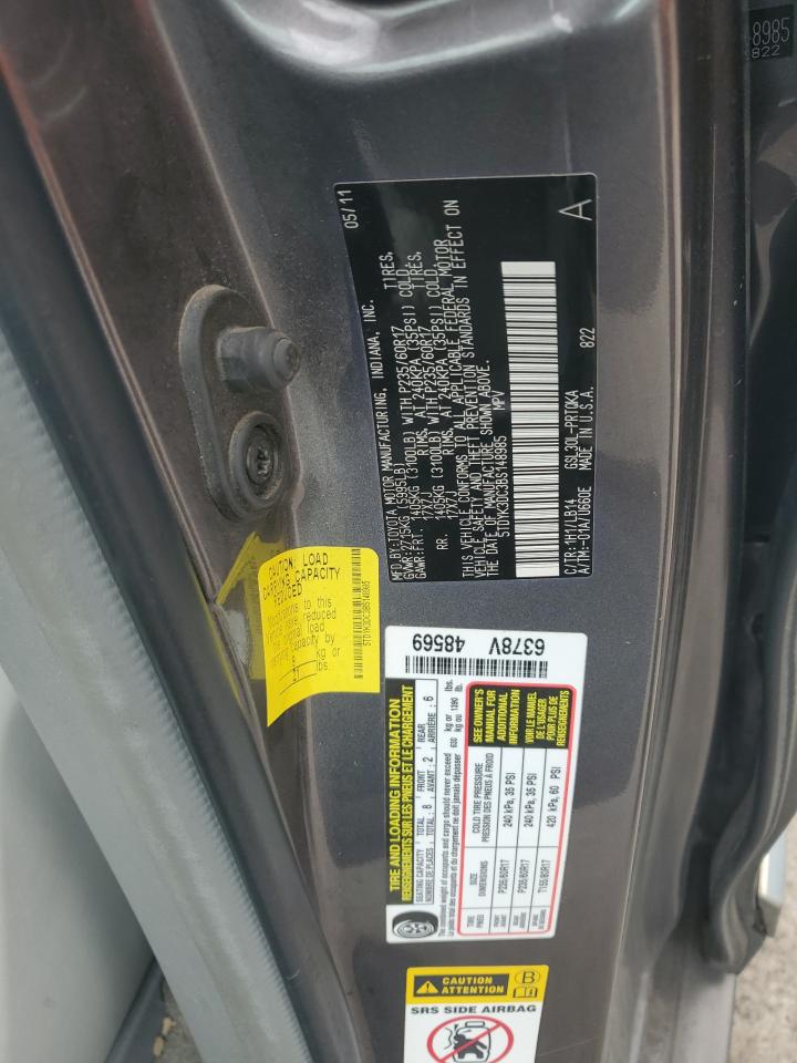 2011 Toyota Sienna Xle VIN: 5TDYK3DC3BS148985 Lot: 83823045
