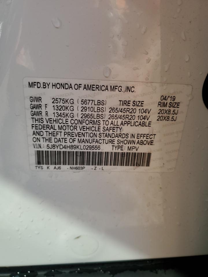 2019 Acura Mdx Advance VIN: 5J8YD4H89KL029556 Lot: 84226125