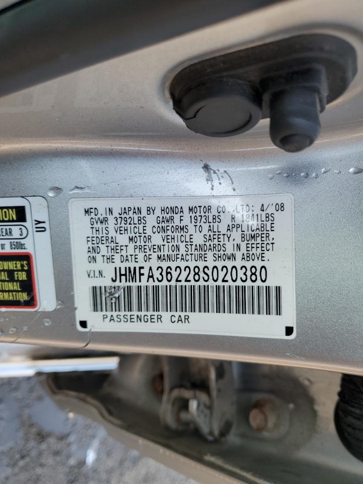 2008 Honda Civic Hybrid VIN: JHMFA36228S020380 Lot: 80328795