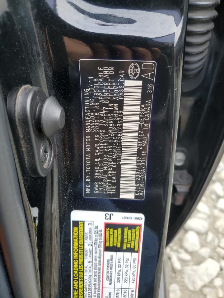 2011 Toyota Corolla Base VIN: 2T1BU4EE2BC715749 Lot: 84354985