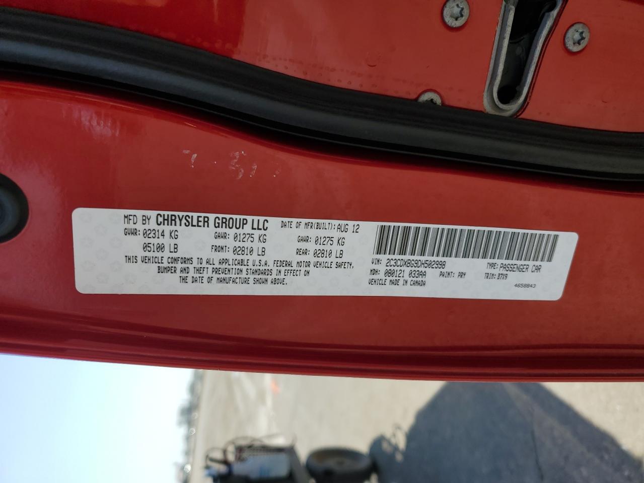 2013 Dodge Charger Se VIN: 2C3CDXBG9DH502998 Lot: 70867055