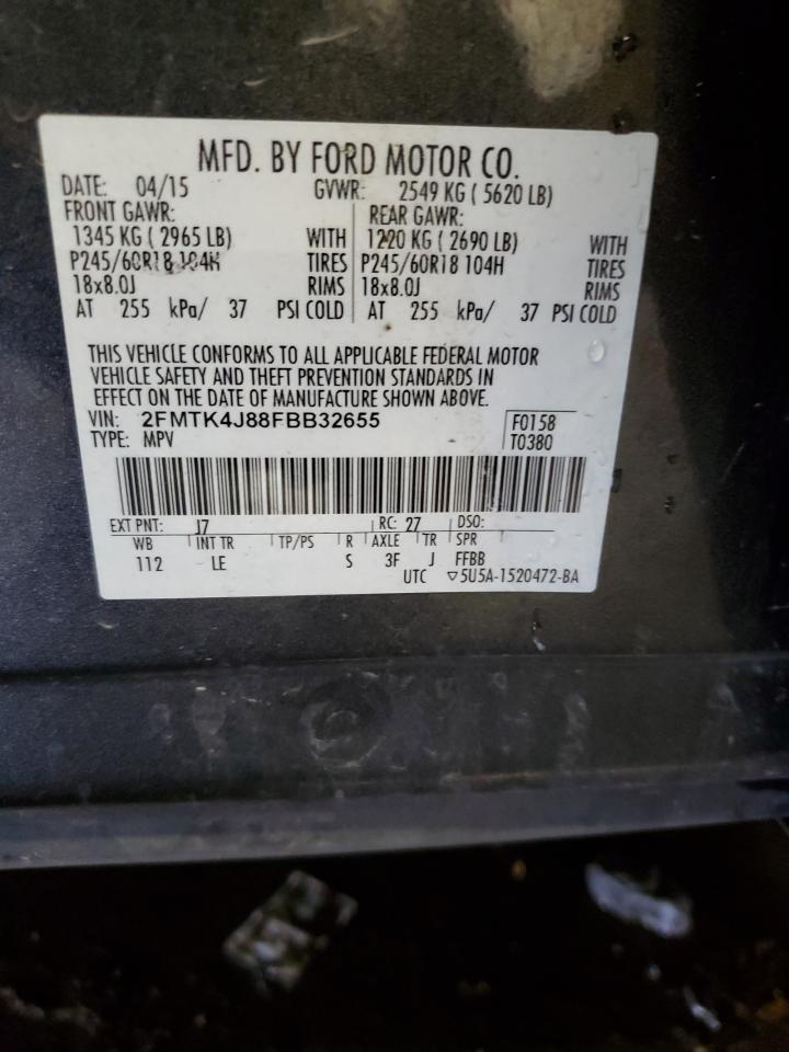 2015 Ford Edge Sel VIN: 2FMTK4J88FBB32655 Lot: 84187585