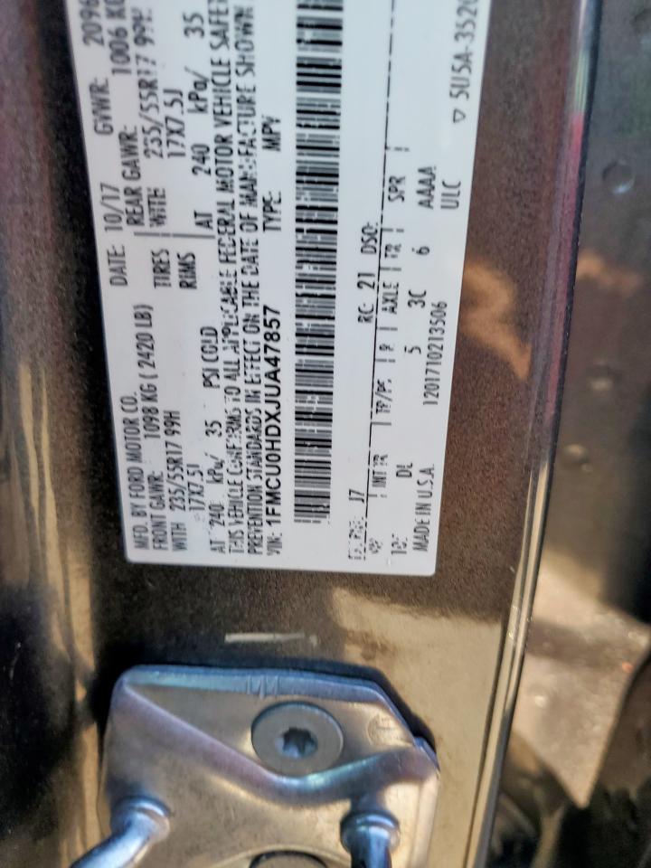 2018 Ford Escape Sel VIN: 1FMCU0HDXJUUA4785 Lot: 84913495