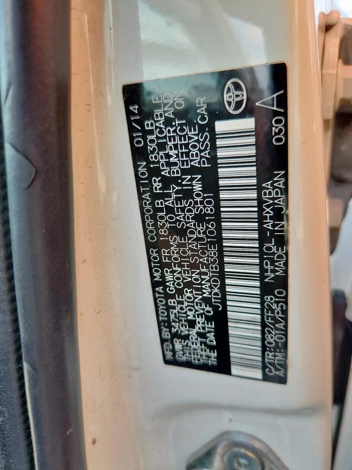2014 Toyota Prius C VIN: JTDKDTB38E1061801 Lot: 81042775