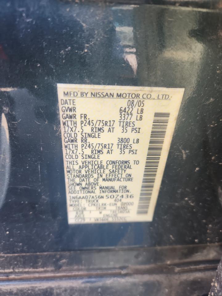 2006 Nissan Titan Xe VIN: 1N6AA07A56N507436 Lot: 80570565