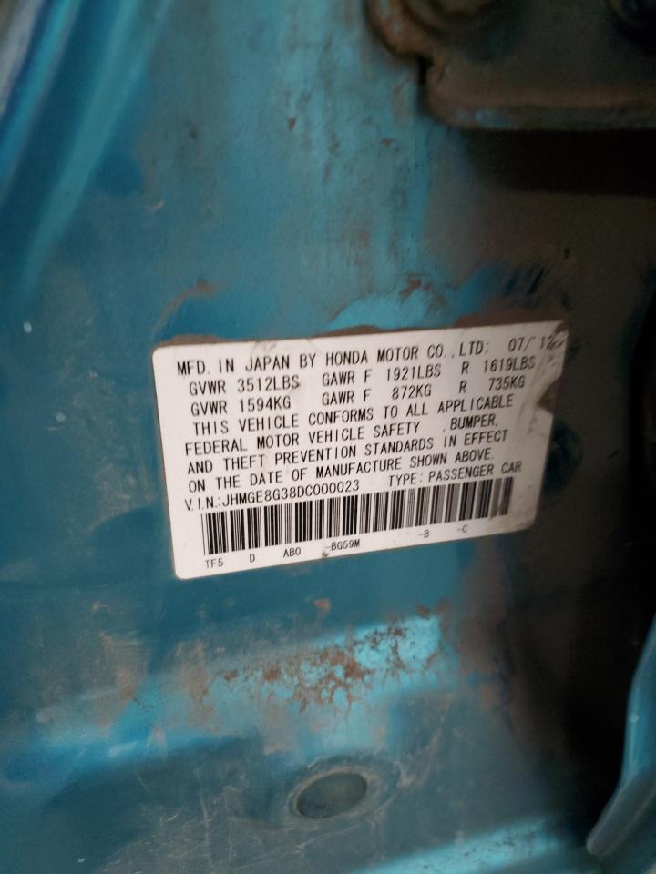 2013 Honda Fit VIN: JHMGE8G38DC000023 Lot: 84194975