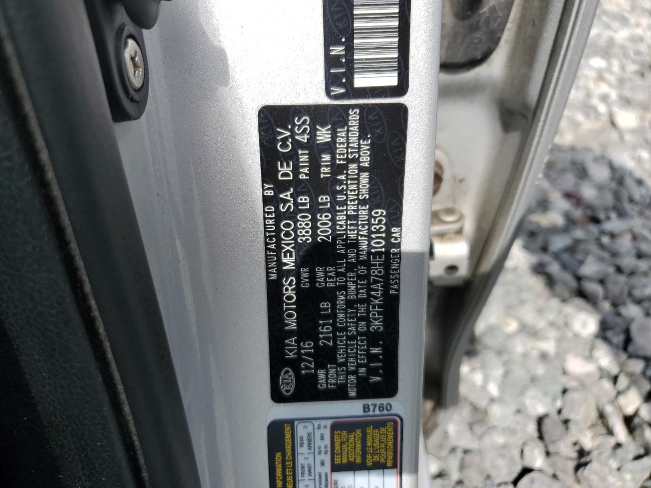 2017 Kia Forte Lx VIN: 3KPFK4A78HE101359 Lot: 80054355