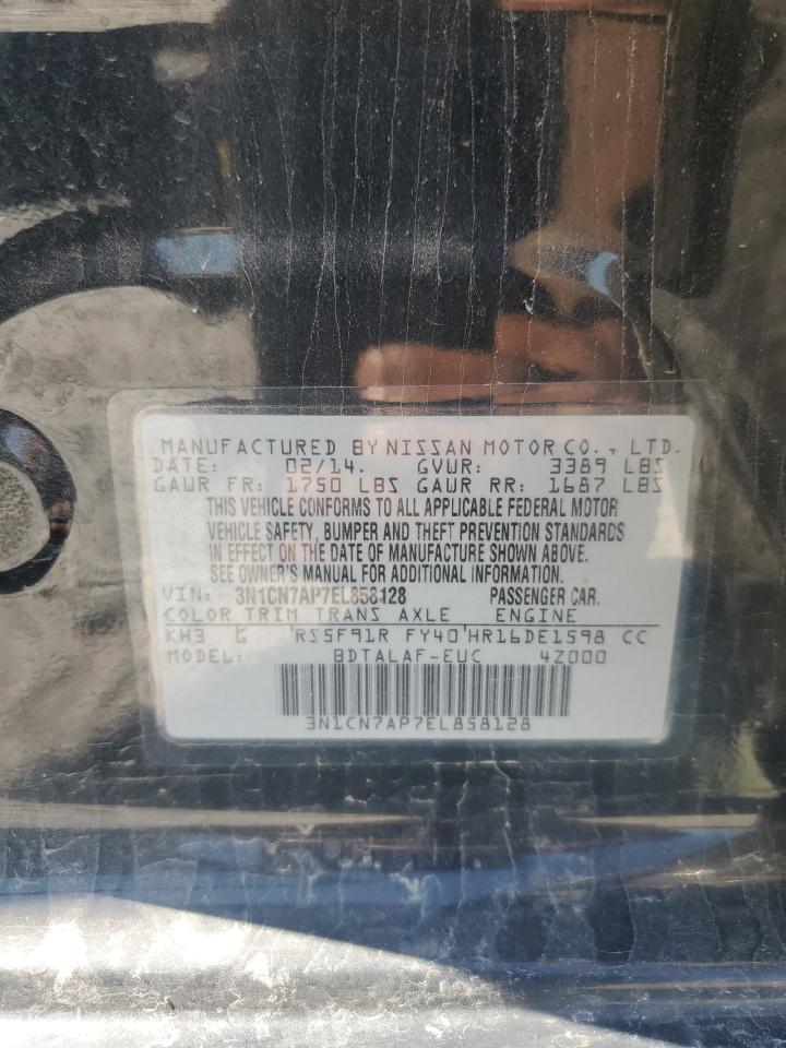 2014 Nissan Versa S VIN: 3N1CN7AP7EL858128 Lot: 72016585