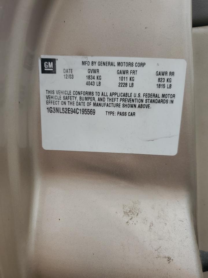 2004 Oldsmobile Alero Gl VIN: 1G3NL52E94C195569 Lot: 92856165