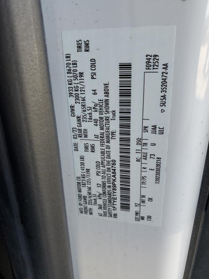 2023 Ford Transit T-150 VIN: 1FTYE1Y89PKA84760 Lot: 80663965