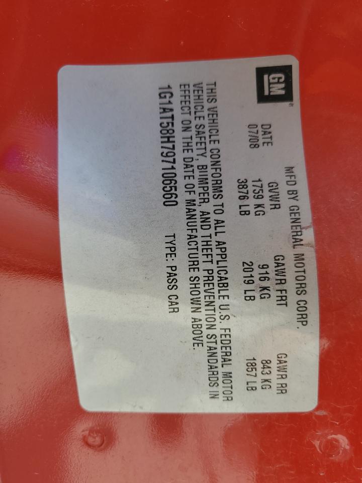 2009 Chevrolet Cobalt Lt VIN: 1G1AT58H797106560 Lot: 80829025