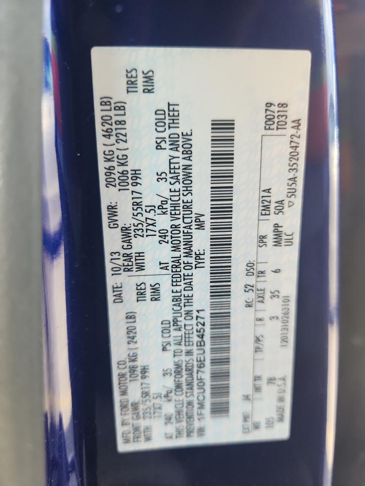 2014 Ford Escape S VIN: 1FMCU0F76EUB45271 Lot: 82133325