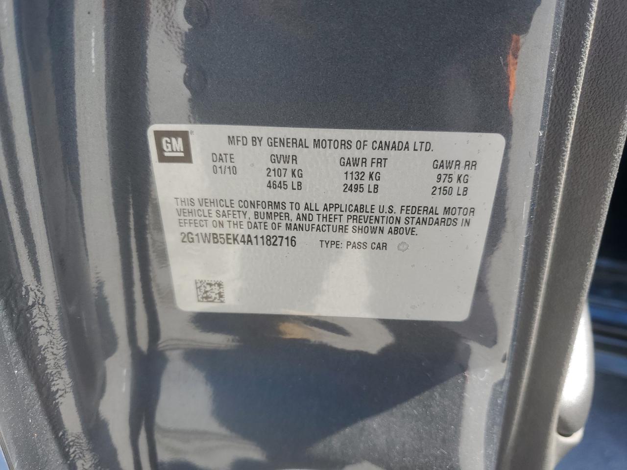 2010 Chevrolet Impala Lt VIN: 2G1WB5EK4A1182716 Lot: 84381165