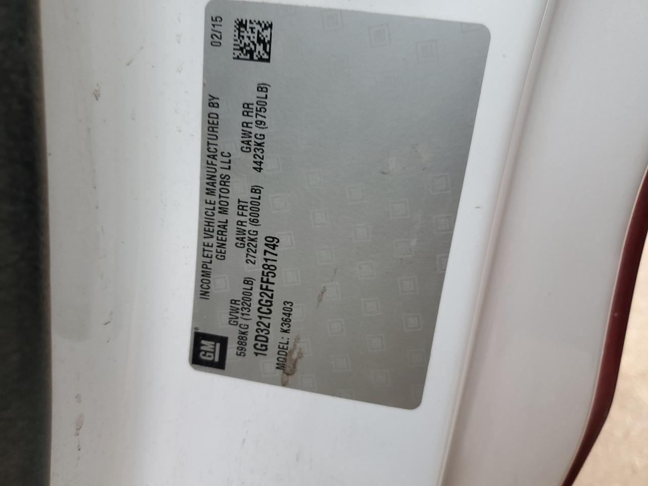 2015 GMC Sierra K3500 VIN: 1GD321CG2FF581749 Lot: 70758705