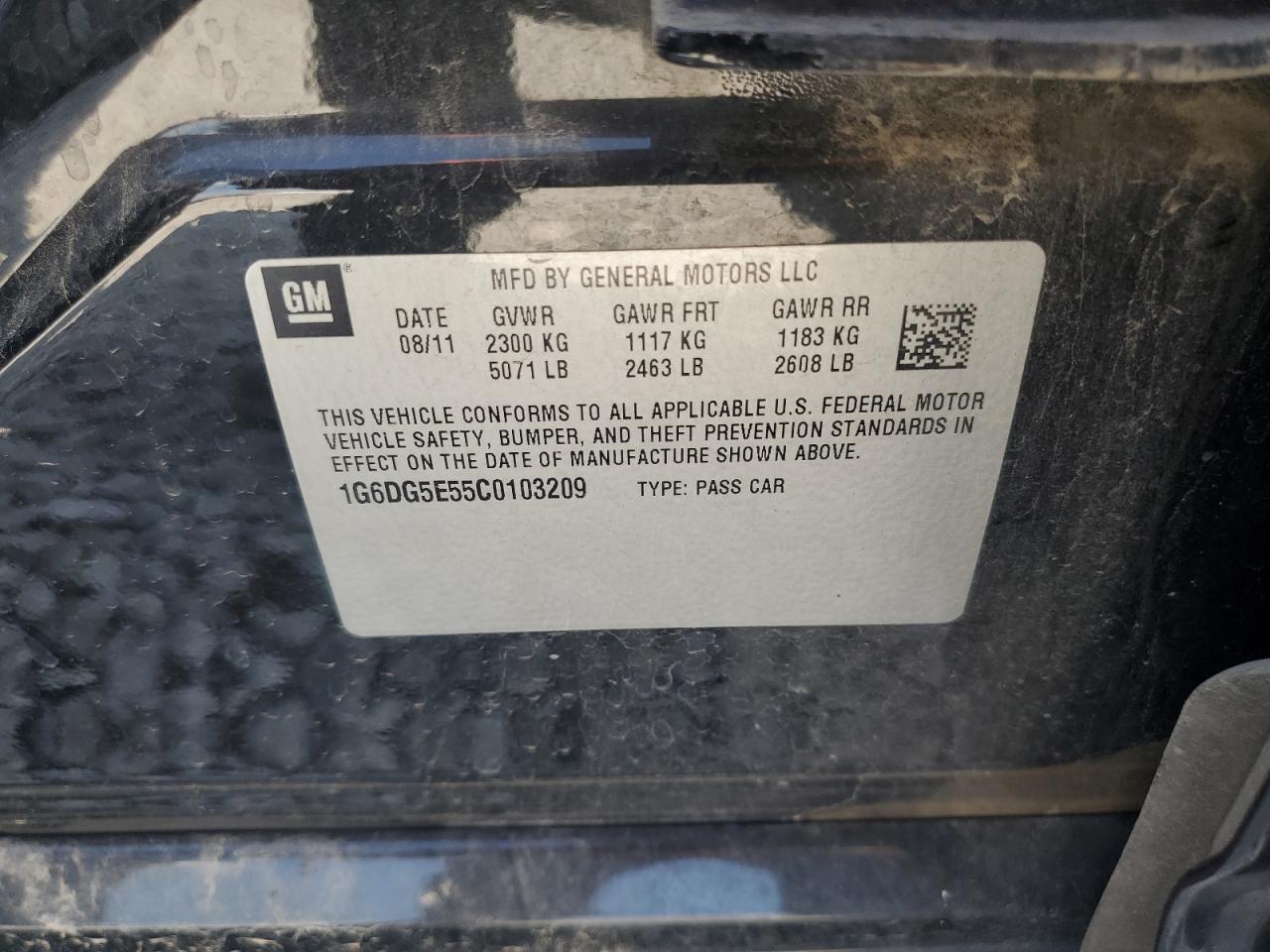 2012 Cadillac Cts Luxury Collection VIN: 1G6DG5E55C0103209 Lot: 81810375