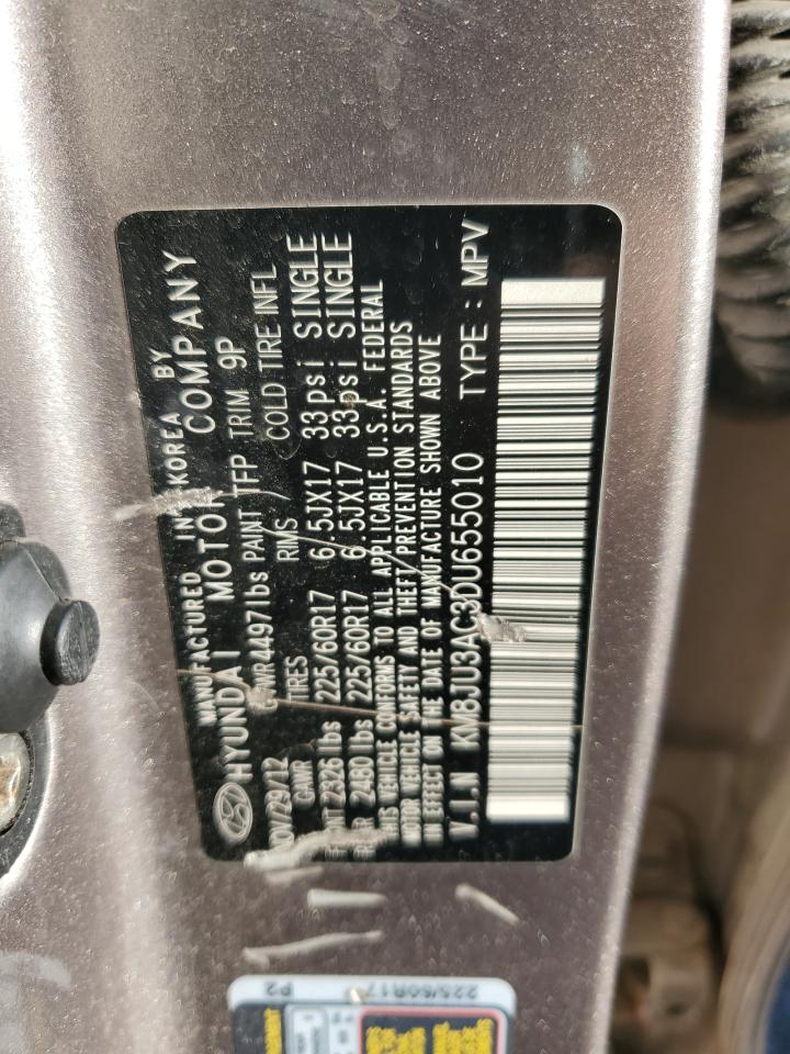 2013 Hyundai Tucson Gls VIN: KM8JU3AC3DU655010 Lot: 83792325