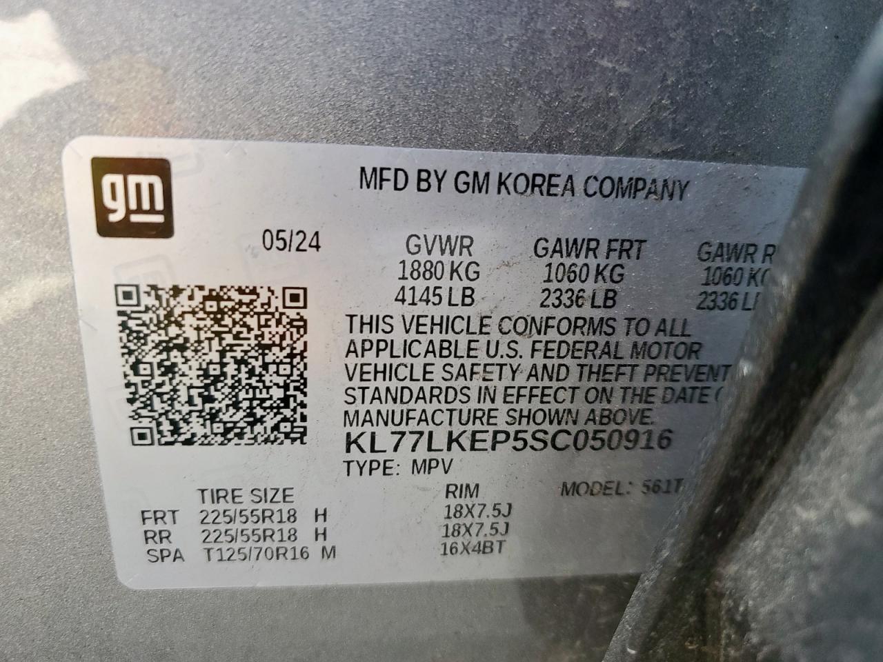 2025 Chevrolet Trax Activ VIN: KL77LKEP5SC050916 Lot: 71822765