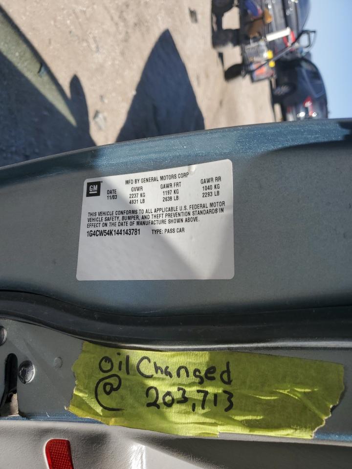 2004 Buick Park Avenue VIN: 1G4CW54K144143781 Lot: 84005915