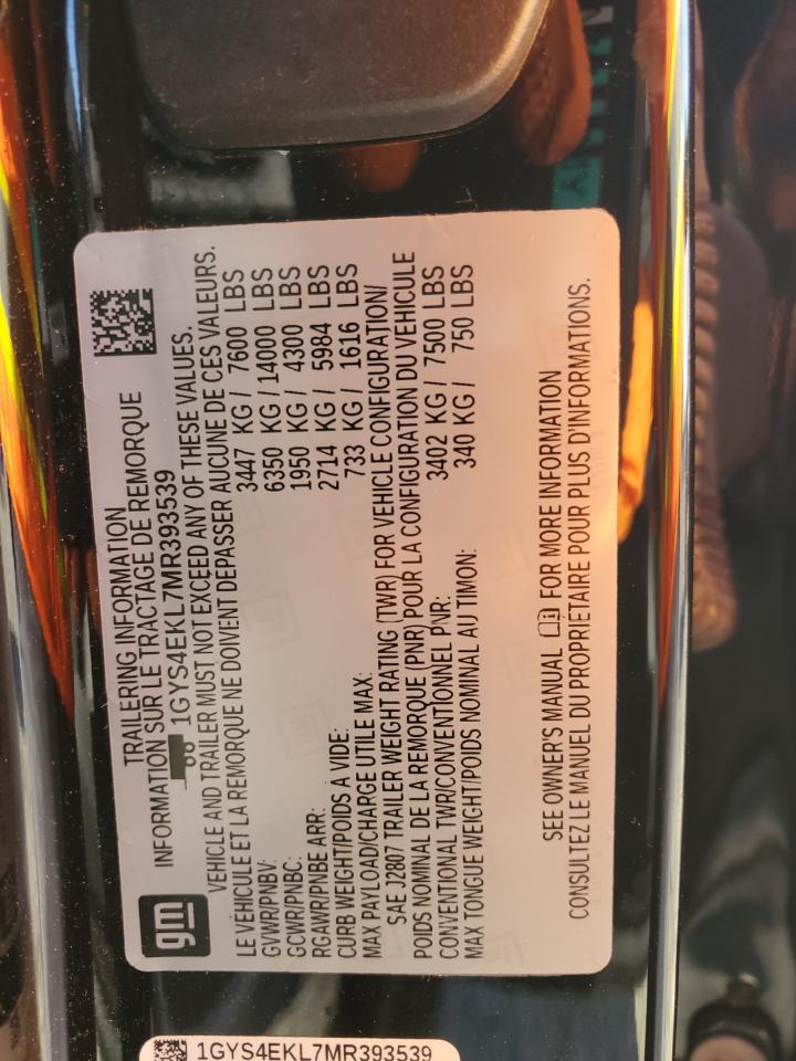 2021 Cadillac Escalade Sport VIN: 1GYS4EKL7MR393539 Lot: 71562055