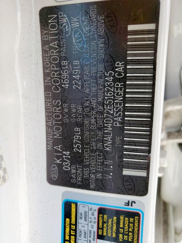 2014 Kia Cadenza Premium VIN: KNALN4D72E5162345 Lot: 71992125