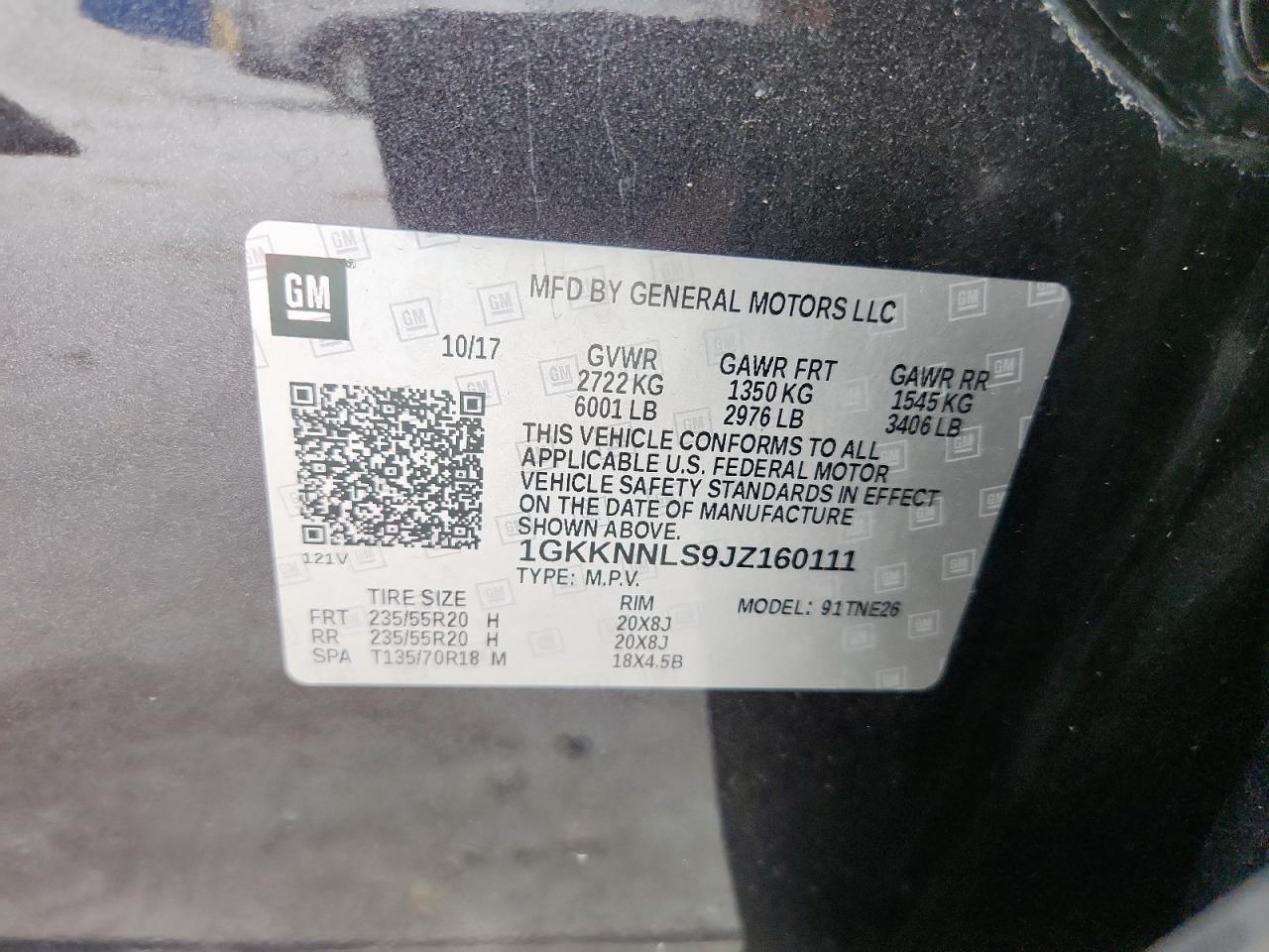 2018 GMC Acadia Slt-2 VIN: 1GKKNNLS9JZ160111 Lot: 81448865