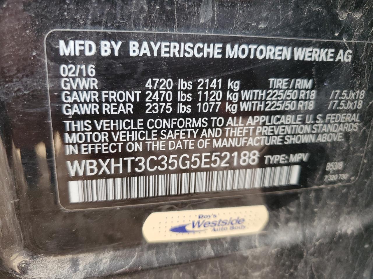 2016 BMW X1 xDrive28I VIN: WBXHT3C35G5E52188 Lot: 80408035