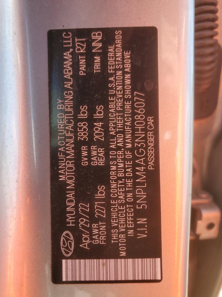 2022 Hyundai Elantra Sel VIN: 5NPLM4AG3NH086077 Lot: 81113775