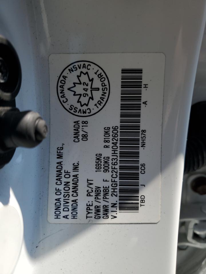2018 Honda Civic Lx VIN: 2HGFC2F63JH042606 Lot: 80466985