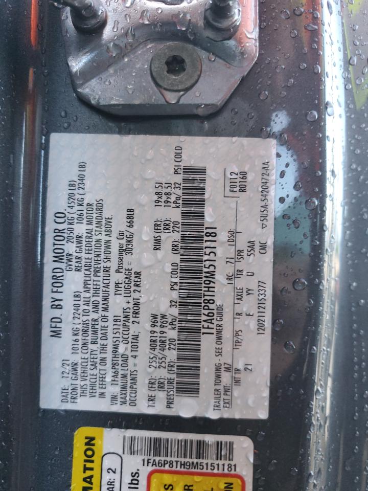 2021 Ford Mustang VIN: 1FA6P8TH9M5151181 Lot: 81040485