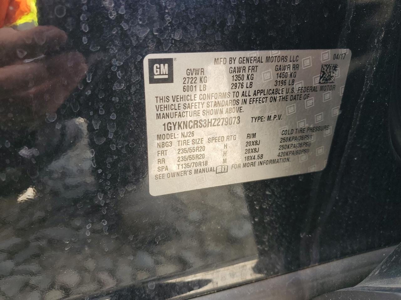 2017 Cadillac Xt5 Premium Luxury VIN: 1GYKNCRS3HZ279073 Lot: 71407305