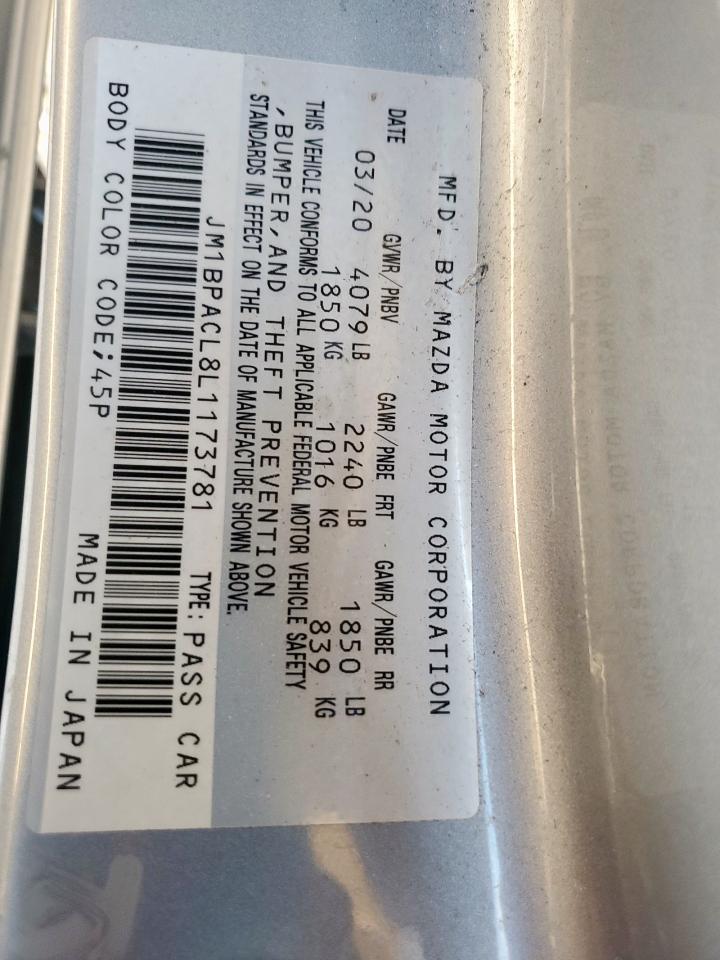 2020 Mazda 3 Select VIN: JM1BPACL8L1173781 Lot: 70204665