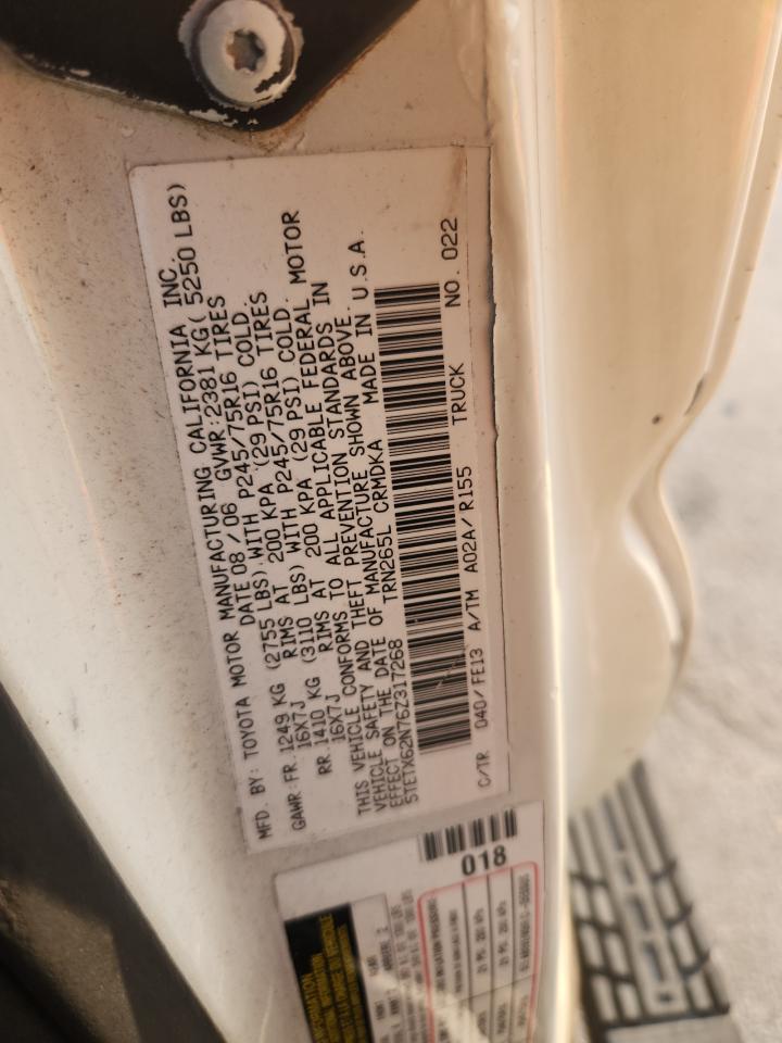 2006 Toyota Tacoma Prerunner Access Cab VIN: 5TETX62N76Z317268 Lot: 81130265