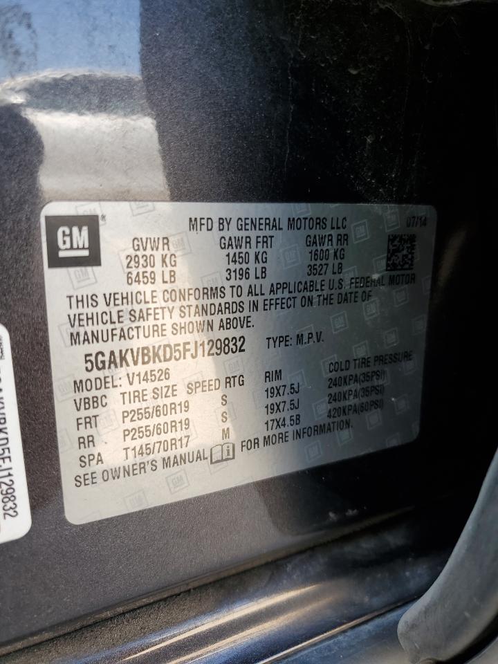 2015 Buick Enclave VIN: 5GAKVBKD5FJ129832 Lot: 80399125